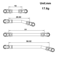 MEUS Racing Metal High Clearance Chassis & Steering Links Set for 1/24 SCX24 Deadbolt Betty