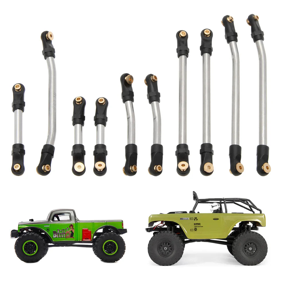 MEUS Racing Metal High Clearance Chassis & Steering Links Set for 1/24 SCX24 Deadbolt Betty