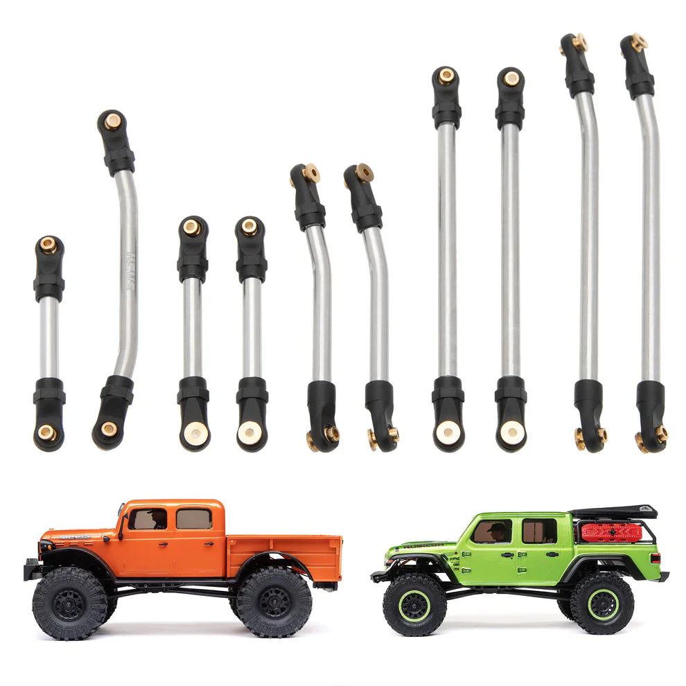 MEUS Racing 10pcs Metal High Clearance Chassis & Steering Links for 1/24 SCX24 Gladiator Power Wagon