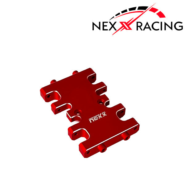 Nexx Racing Aluminum 7075 Center Skid Plate CNC Machined For AX24 - RED - HeliDirect