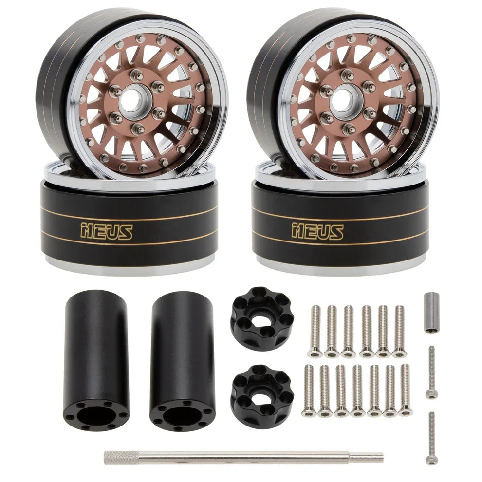 MEUS Racing Brass Aluminum 1.9″ Beadlock Wheels Supports Front Rear Twin Wheels for 1/10 TRX-4 TRX-6 SCX10 GEN7 GEN8 D90