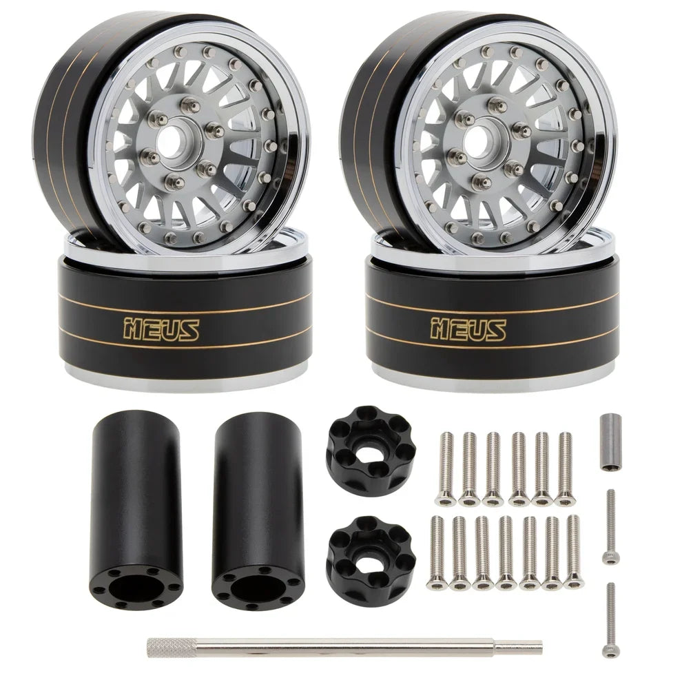 MEUS Racing Brass Aluminum 1.9″ Beadlock Wheels Supports Front Rear Twin Wheels for 1/10 TRX-4 TRX-6 SCX10 GEN7 GEN8 D90