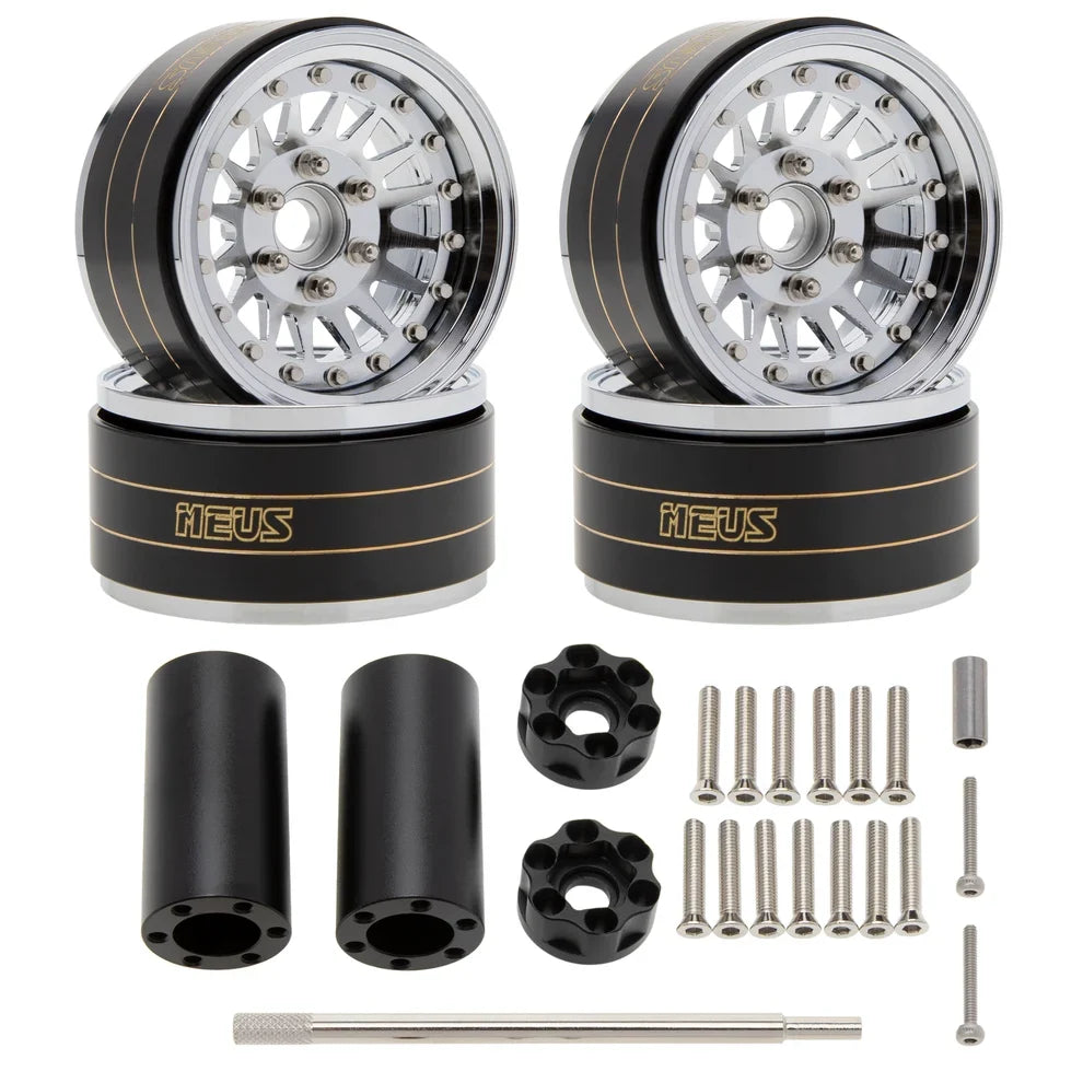 MEUS Racing Brass Aluminum 1.9″ Beadlock Wheels Supports Front Rear Twin Wheels for 1/10 TRX-4 TRX-6 SCX10 GEN7 GEN8 D90
