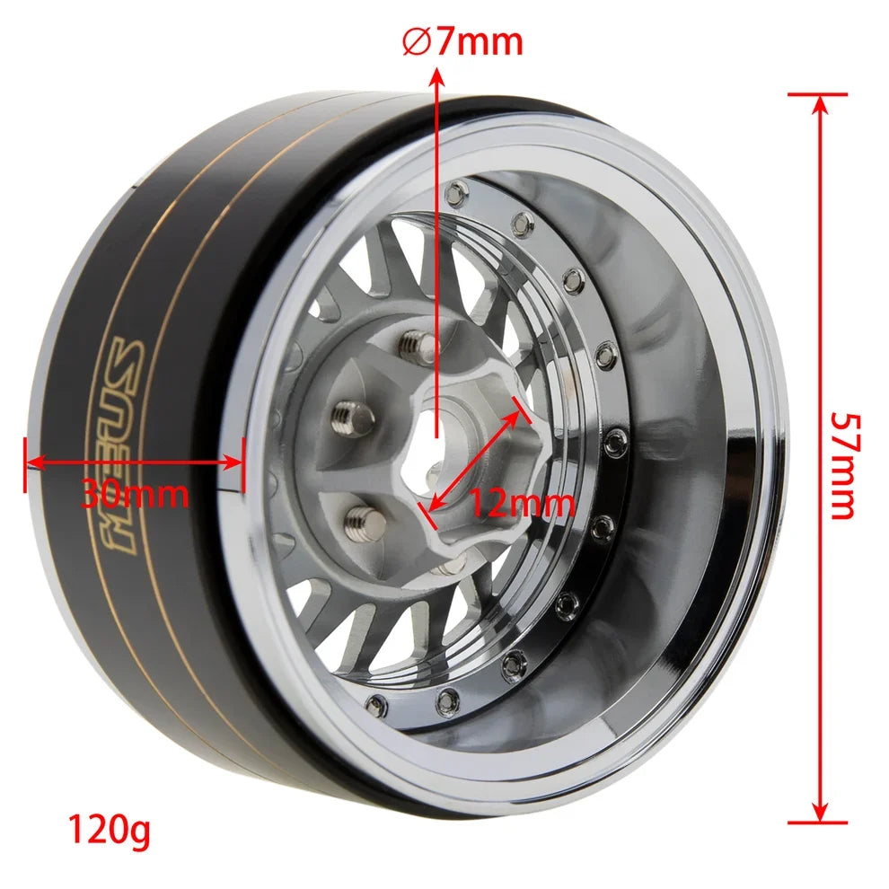 MEUS Racing Brass Aluminum 1.9″ Beadlock Wheels Supports Front Rear Twin Wheels for 1/10 TRX-4 TRX-6 SCX10 GEN7 GEN8 D90