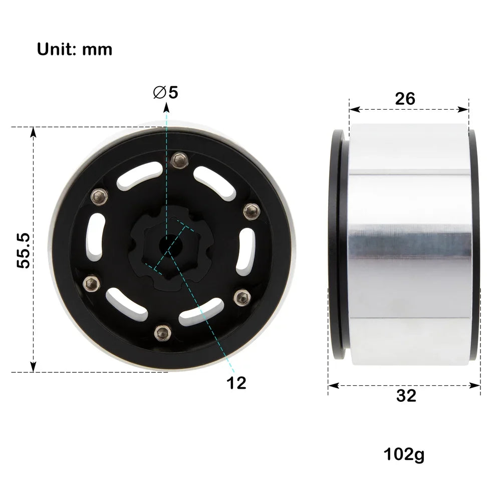 MEUS Racing Aluminum 1.9 Beadlock Wheels for 1/10 TRX4 TRX6 Axial SCX10 I II III Redcat GEN7 GEN8