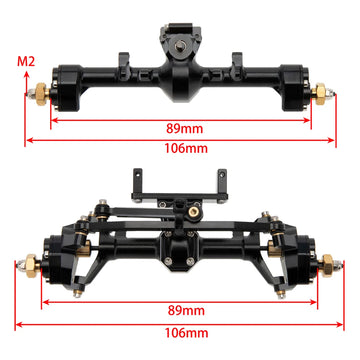 MEUS RACING 1/24 Scale Aluminum Alloy Axles Front and Rear Portal Axle Housing Assembly w/New C Knuckle for Axial SCX24 90081 C10 Jeep Upgrade Parts - BLACK