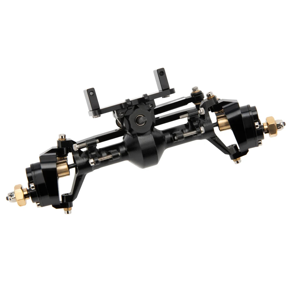MEUS RACING 1/24 Scale Aluminum Alloy Axles Front and Rear Portal Axle Housing Assembly w/New C Knuckle for Axial SCX24 90081 C10 Jeep Upgrade Parts - BLACK