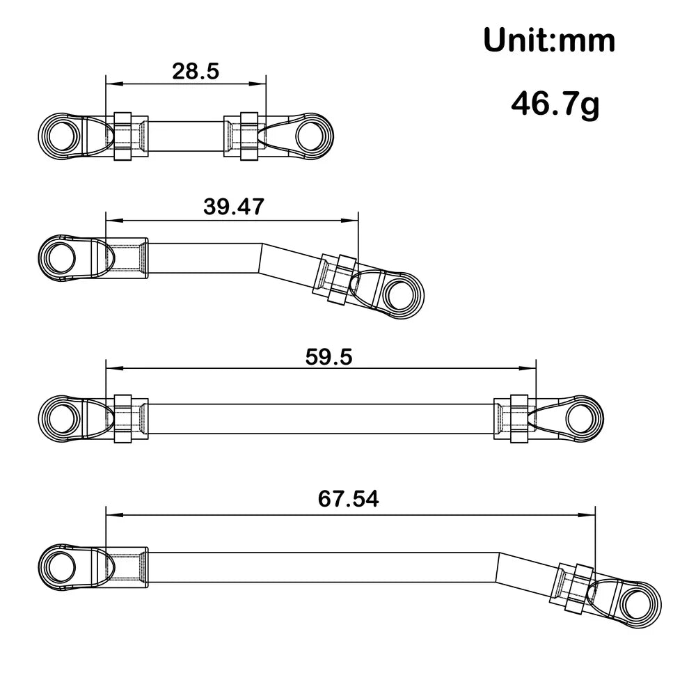 MEUS Racing 10pcs Metal High Clearance Chassis & Steering Links for 1/24 SCX24 Gladiator Power Wagon
