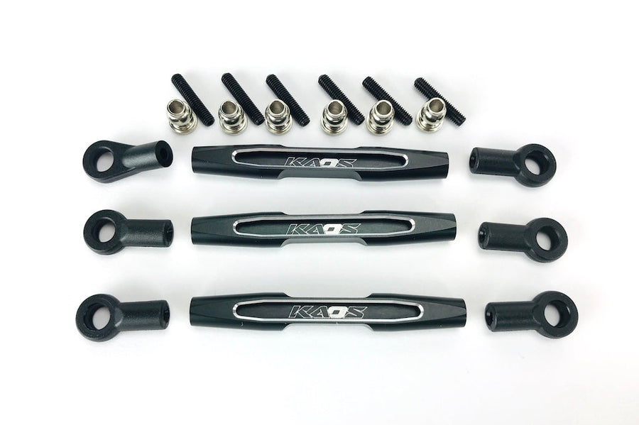 CKD0375 KAOS Panhard Bar & Sterring Tide Rod (57mm, CNC Aluminum, BLACK) DL-Series 3pcs - HeliDirect