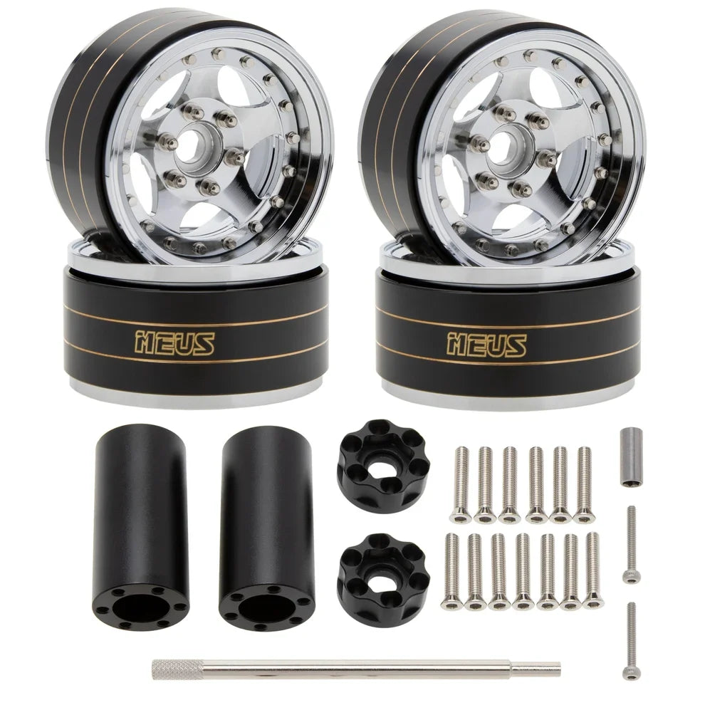 MEUS Racing Brass Aluminum 1.9″ Beadlock Wheels Supports Front Rear Twin Wheels for 1/10 TRX-4 TRX-6 SCX10 GEN7 GEN8 D90