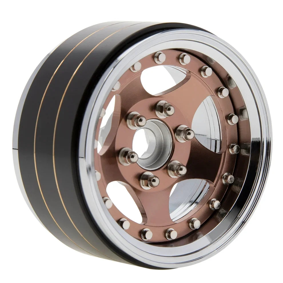 MEUS Racing Brass Aluminum 1.9″ Beadlock Wheels Supports Front Rear Twin Wheels for 1/10 TRX-4 TRX-6 SCX10 GEN7 GEN8 D90