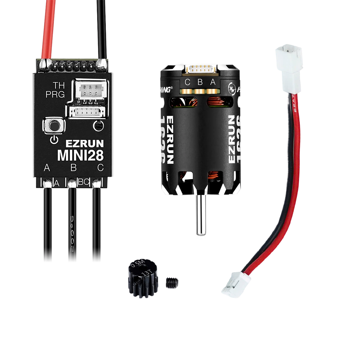 Hobbywing EZRUN Mini 28 Performance Combo – 1626 SD 6500KV Motor, 11T 0.5M Pinion & Batt Wire Converter