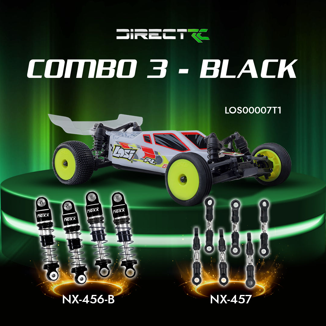 Losi 1/24 Micro-B 2WD Buggy RTR (White) With Nexx Racing Adjustable Turnbuckle Set & Oil Shock (4pcs) - Big Savings $18.29 Off
