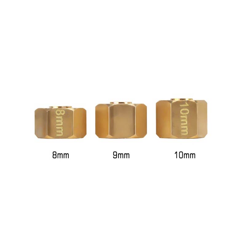 INJORA 12mm 4pcs Brass 10mm Wheel Hex Hub Extenders For 1/10 RC Crawlers 1/18 UTB18 - HeliDirect