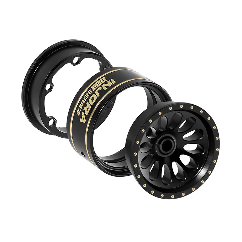INJORA 0.7" D19 Ripple Black Brass Wheels for 1/30 SCX30