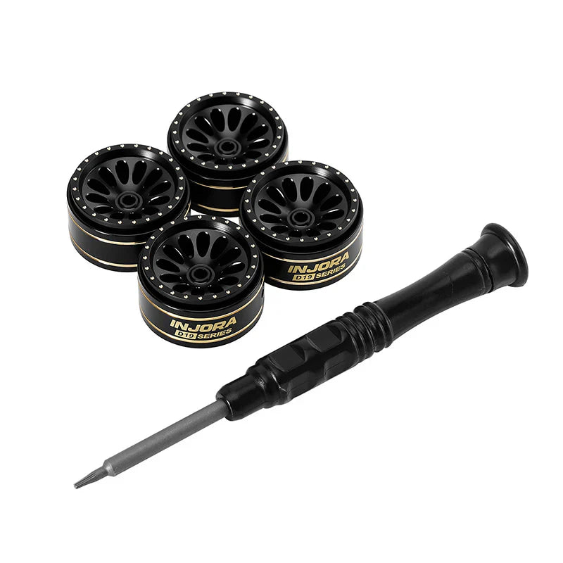 INJORA 0.7" D19 Ripple Black Brass Wheels for 1/30 SCX30