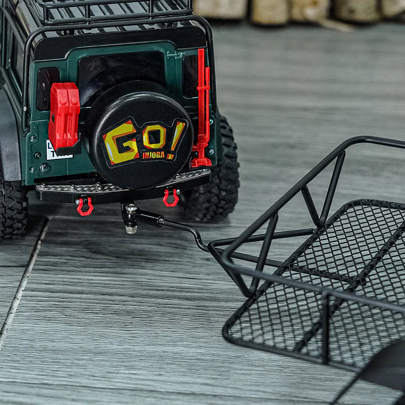 INJORA Metal Hitch Mount Trailer For 1/18 RC Crawler TRX4M - HeliDirect