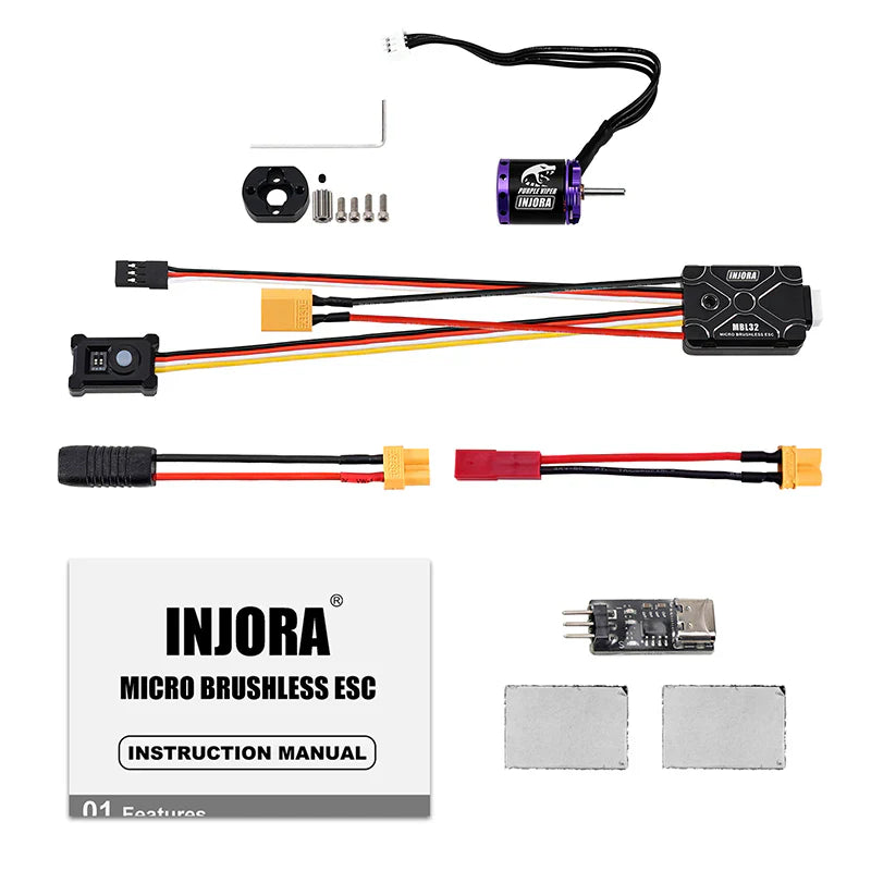 INJORA Micro Brushless MBL32 ESC & 1721 Purple Viper Motor for 1/18 TRX4M Ascent-18