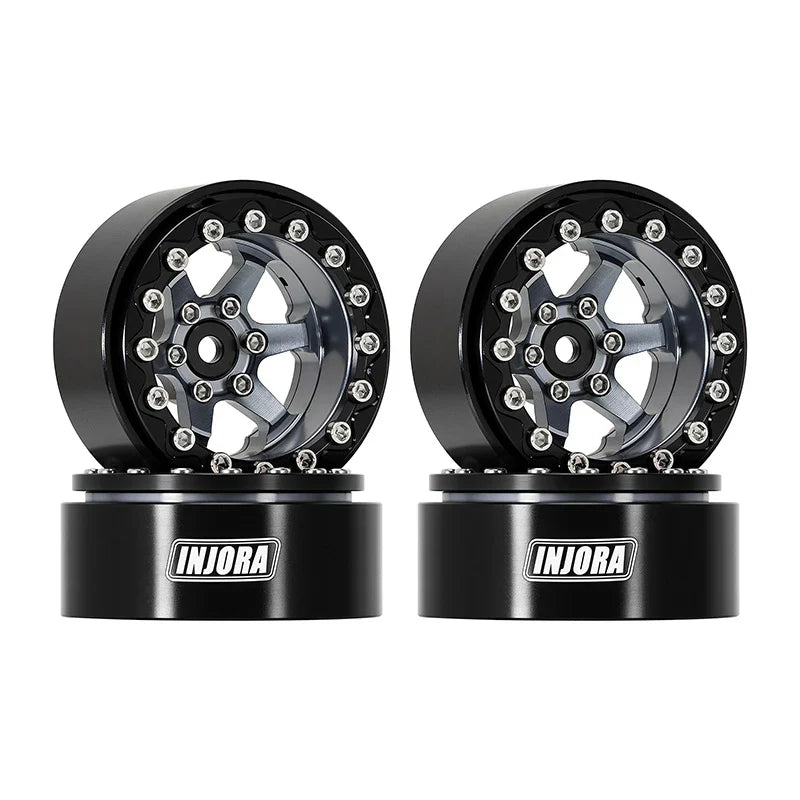 INJORA 1.3" -5.25mm Offset Aluminium Beadlock Wheels for 1/24 1/18 RC Crawler (W1313)