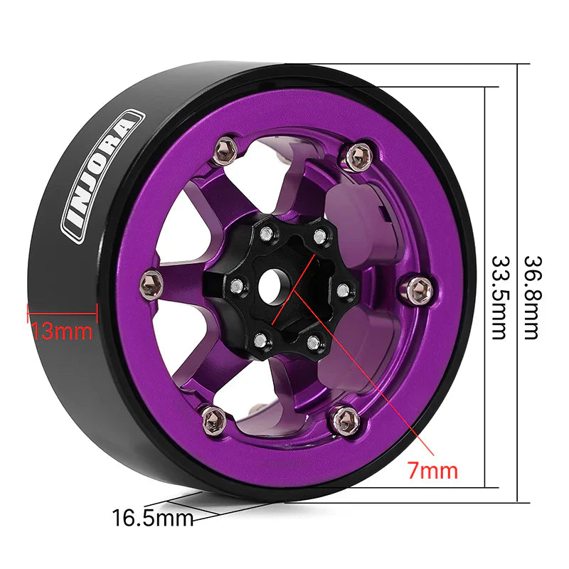 INJORA 1.3" -5.25mm Offset Aluminium Beadlock Wheels for 1/24 1/18 RC Crawler (W1313)