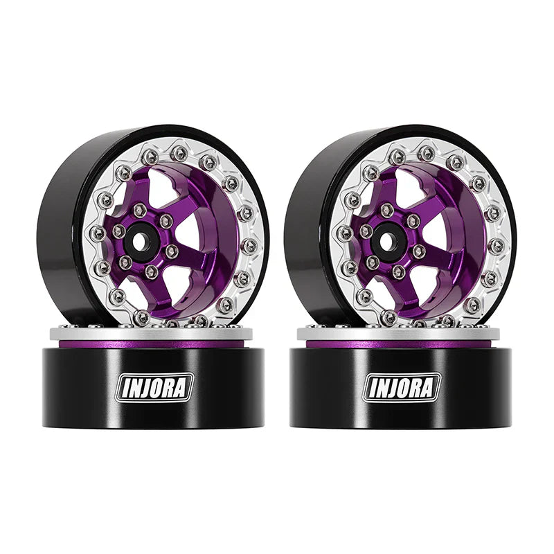 INJORA 1.3" -5.25mm Offset Aluminium Beadlock Wheels for 1/24 1/18 RC Crawler (W1313)