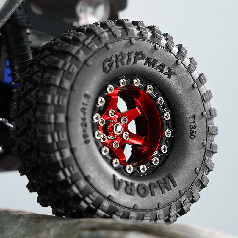 INJORA 1.3" -5.25mm Offset Aluminium Beadlock Wheels for 1/24 1/18 RC Crawler (W1313)
