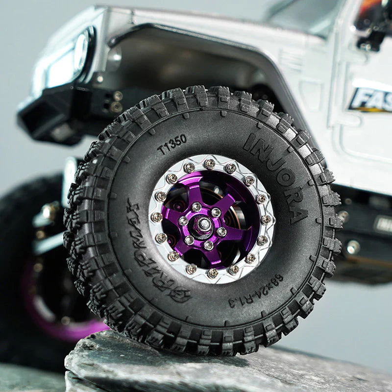 INJORA 1.3" -5.25mm Offset Aluminium Beadlock Wheels for 1/24 1/18 RC Crawler (W1313)