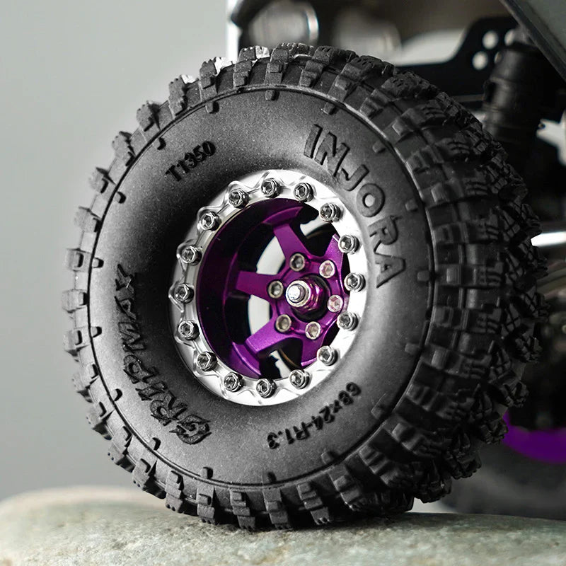 INJORA 1.3" -5.25mm Offset Aluminium Beadlock Wheels for 1/24 1/18 RC Crawler (W1313)