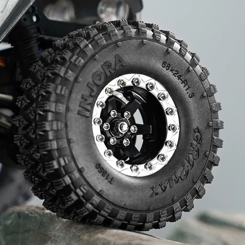 INJORA 1.3" -5.25mm Offset Aluminium Beadlock Wheels for 1/24 1/18 RC Crawler (W1313)