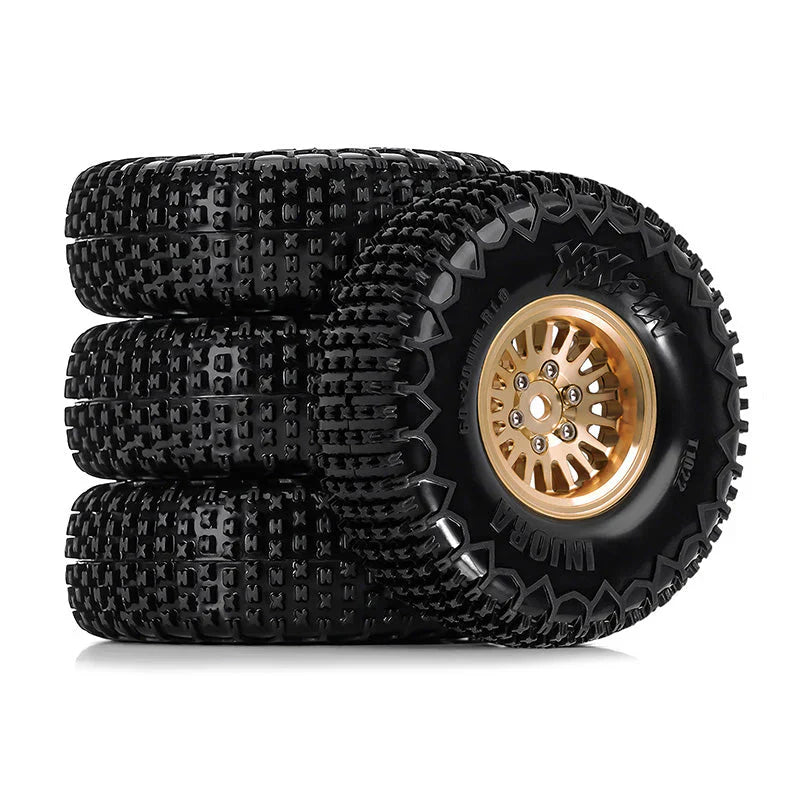 INJORA 1.0 XHX Pin Tires with 1.0 Plus Brass Beadlock Wheels Combo