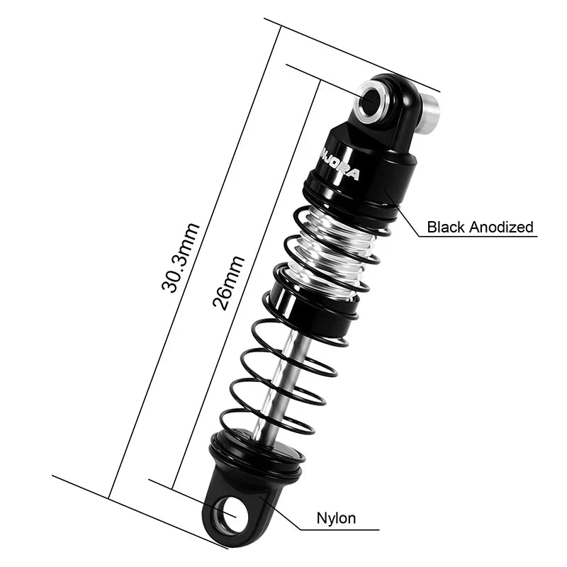 INJORA 26mm Aluminum Oil Shocks for 1/30 Axial SCX30