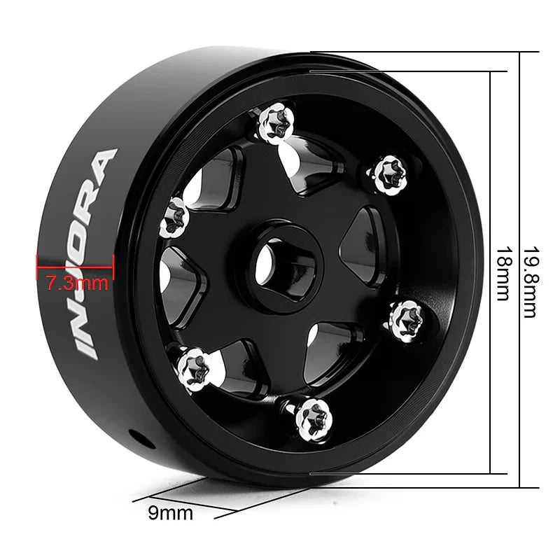 INJORA 0.7" 6-Spoke Aluminum Wheels for 1/30 SCX30