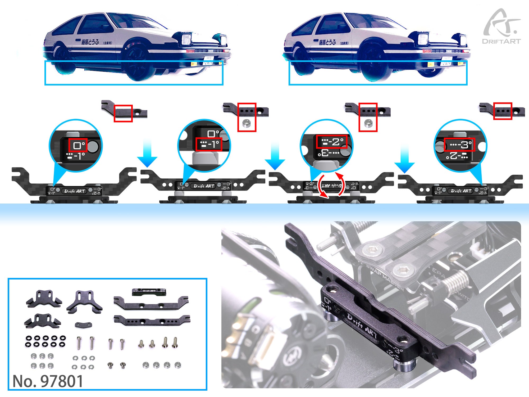 DriftART New 1/28 Universal Body Mount Set For DA4