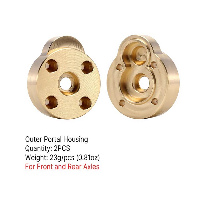 INJORA 2pcs Brass Outer Portal Housing Covers For FCX24 Front & Rear Axles - HeliDirect