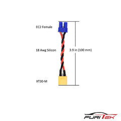 HIGH QUALITY XT30 MALE TO EC2 FEMALE CONVERSION CABLE - HeliDirect