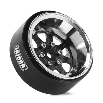 INJORA 1.3" ModuWheel Silver Beadlock Wheels Negative Offset For 1/18 1/24 RC Crawlers - 8 SPOKE SILVER WHEELS