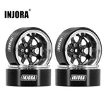 INJORA 1.3" ModuWheel Silver Beadlock Wheels Negative Offset For 1/18 1/24 RC Crawlers - 8 SPOKE SILVER WHEELS