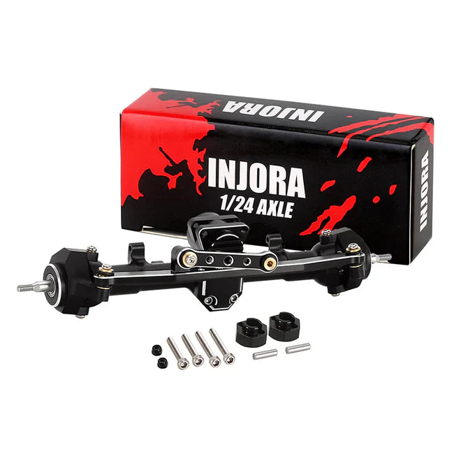 INJORA +4mm Extended Aluminum Front Rear Axles Set for Axial SCX24 Upgrades - HeliDirect