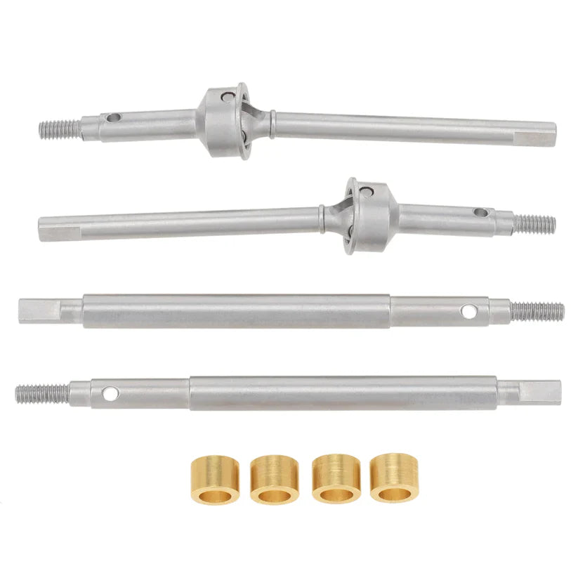 MEUS Racing Wheelbase Extended Thread Dogbone +4MM CVD Front and Rear Axle Drive Shafts for 1/18 TRX4M - HeliDirect