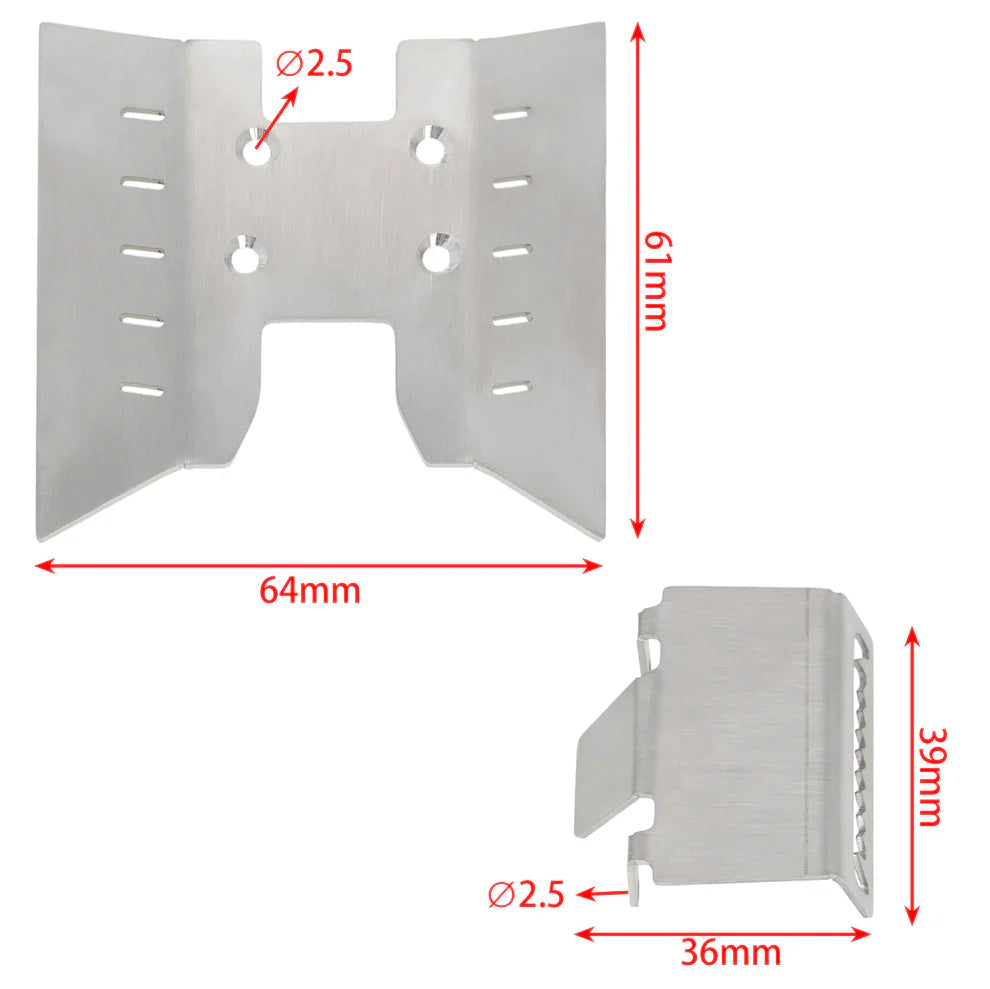 MEUS RACING Stainless Steel Skid Plate Chassis Armor Kit for AXIAL 1/18 UTB18 - HeliDirect