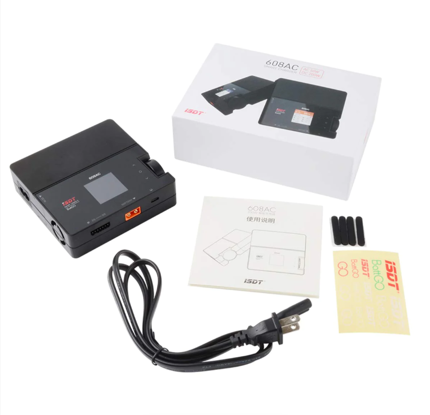 ISDT 608AC AC 60W DC 200W 8A Smart Battery Charger w/ Detachable Power Supply - HeliDirect