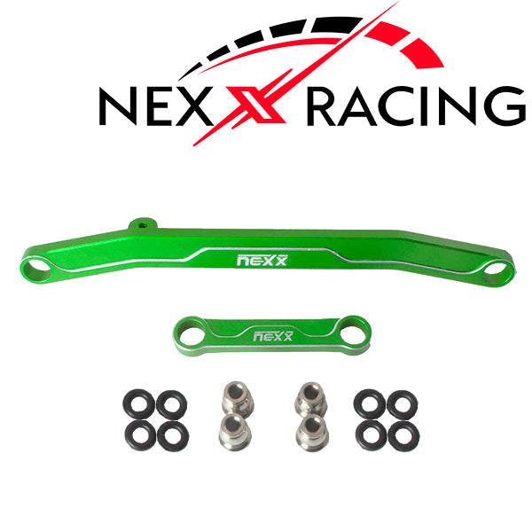 NexxRacing CNC Aluminium Steering Link Set for 1/24 RC Crawler Axial AX24 - GREEN - HeliDirect