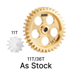 INJORA Brass Transmission Main Gear with Plastic Motor Pinion for 1/24 Losi Micro-B - 11T/36T Gears (As Stock)