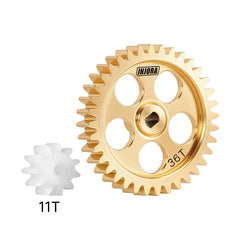 INJORA Brass Transmission Main Gear with Plastic Motor Pinion for 1/24 Losi Micro-B - 11T/36T Gears (As Stock)