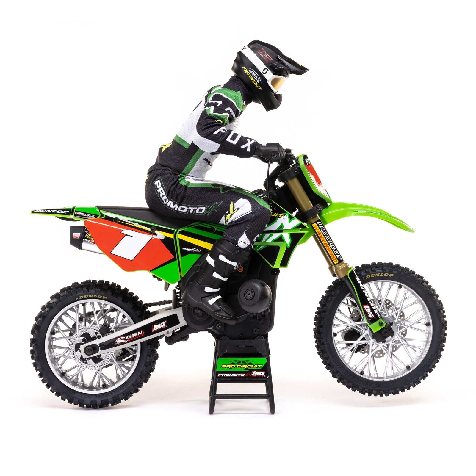 Losi 1/4 Promoto-MX Motorcycle RTR with Battery and Charger, Pro Circuit - GREEN - HeliDirect