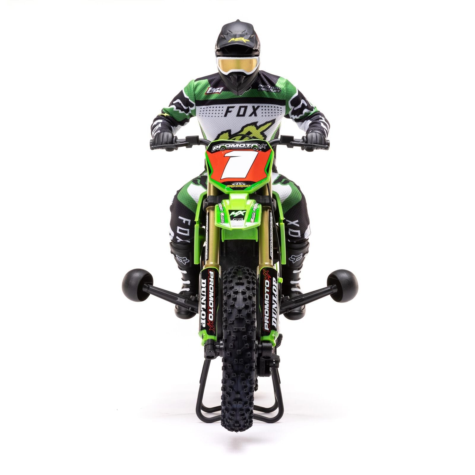 Losi 1/4 Promoto-MX Motorcycle RTR with Battery and Charger, Pro Circuit - GREEN - HeliDirect