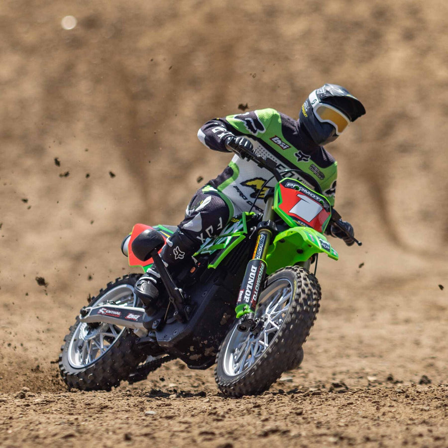 Losi 1/4 Promoto-MX Motorcycle RTR with Battery and Charger, Pro Circuit - GREEN - HeliDirect