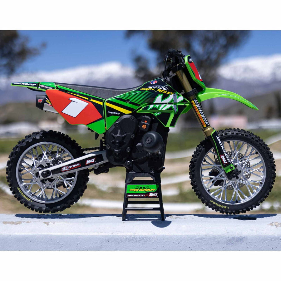 Losi 1/4 Promoto-MX Motorcycle RTR with Battery and Charger, Pro Circuit - GREEN - HeliDirect
