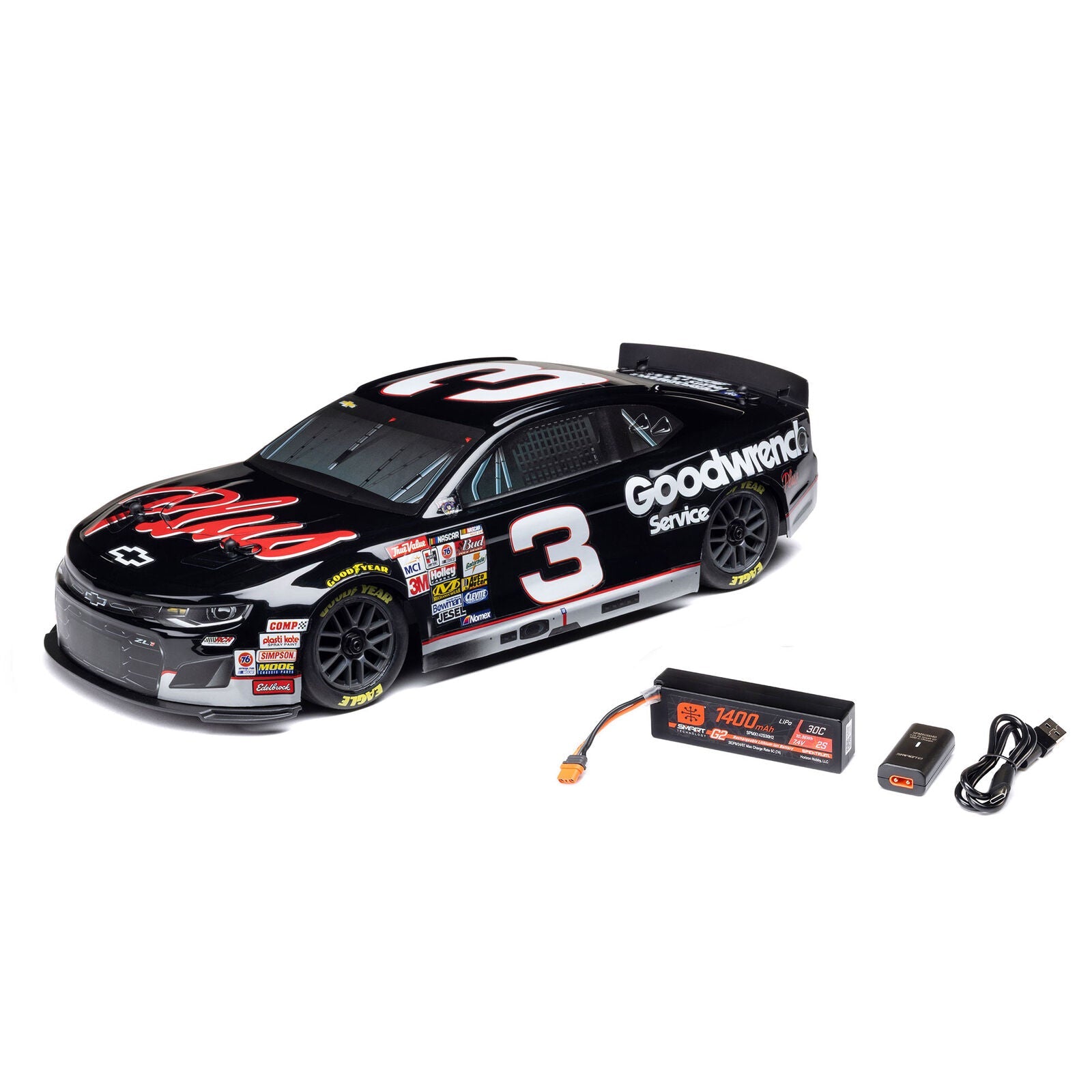 Losi 1/12 NASCAR RCR No. 3 GM Goodwrench (Battery & Charger Included)