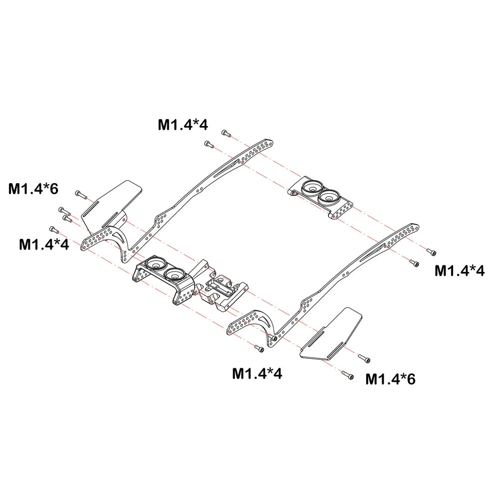MEUS Racing Titanium LCG MD24 Chassis/ MD24 Dig Chassis Drive Shafts & Chassis Links for 1/24 SCX24